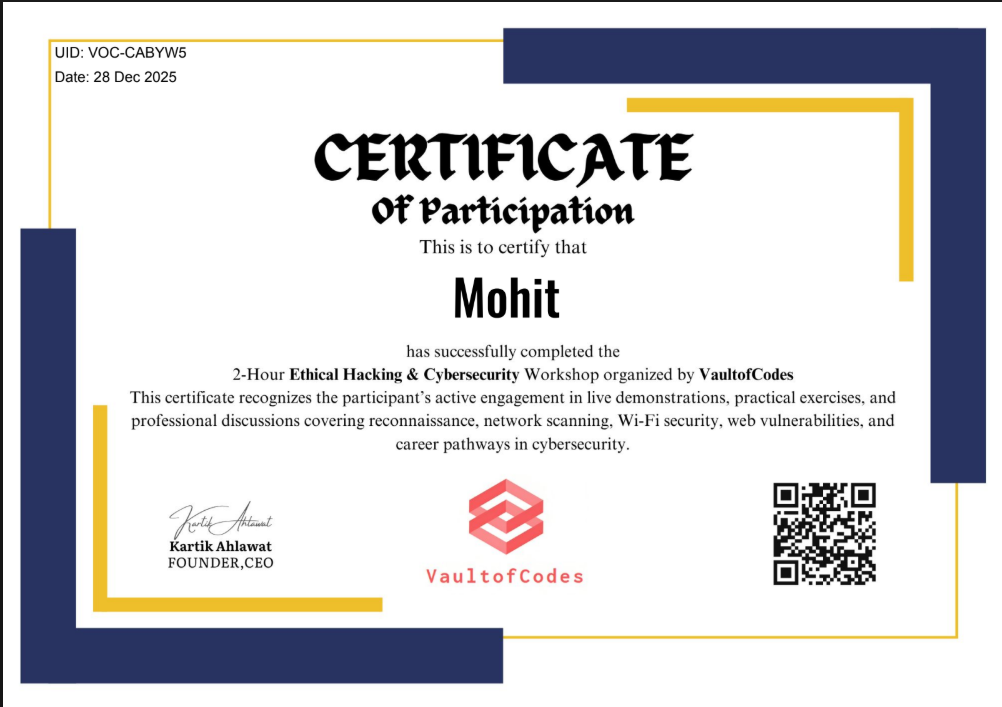 Workshop Certificate