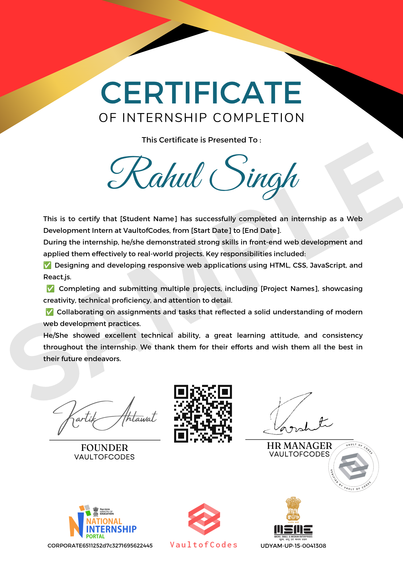 Internship Certificate